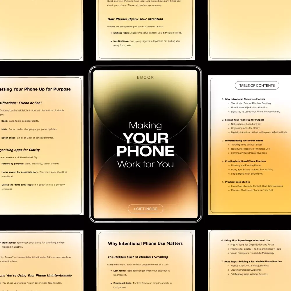 Making Your Phone Work for You – Intentional Phone Use Guide, Digital Minimalism eBook, Productivity & Focus Download