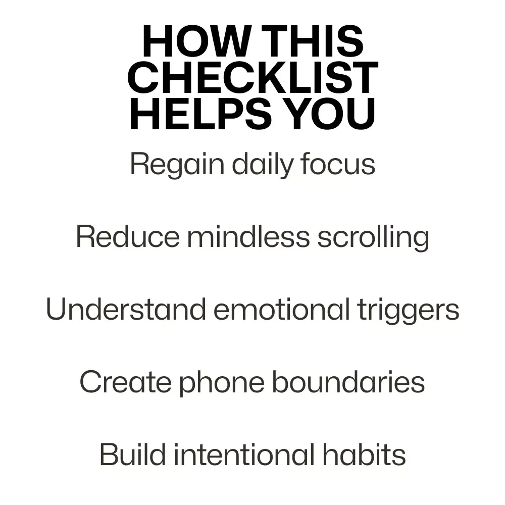 Phone Addiction Self-Check Checklist | Am I Addicted to My Phone Checklist for Mindful Screen Time & Digital Balance