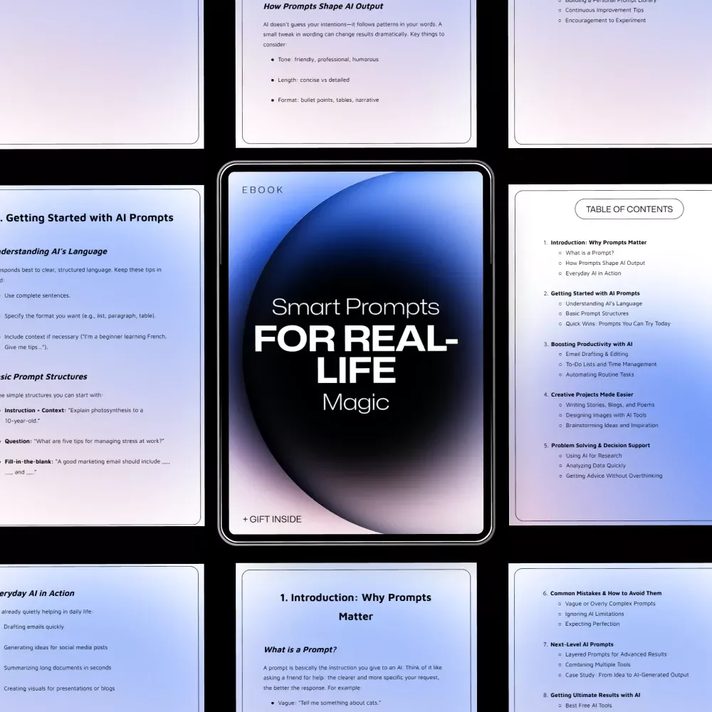 Smart Prompts for Real-Life Magic: Master AI with Easy-to-Follow Prompts for Creativity, Productivity & Problem-Solving