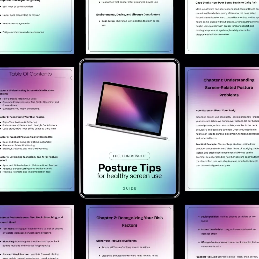 Posture Tips for Healthy Screen Use – Practical Guide with posture tips for screen use | Digital Download for Desk, Phone & Laptop Users