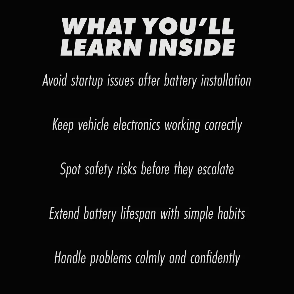 What to Do After Installing a New Car Battery | Complete Step-by-Step eBook Guide for Safe Starts, System Resets & Long-Term Battery Care