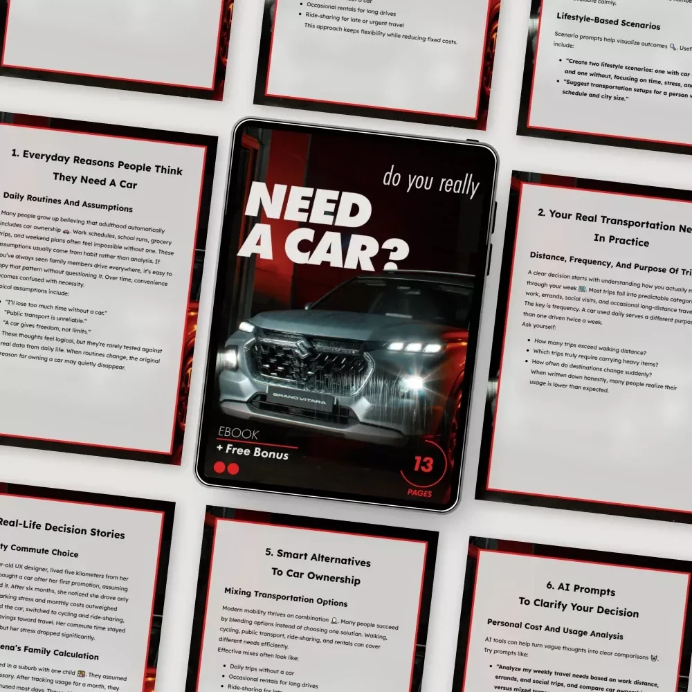 Do You Really Need a Car? | A Practical Ebook on how to know if you really need a car, Real Costs, Lifestyle Fit & Smart Transportation Alternatives