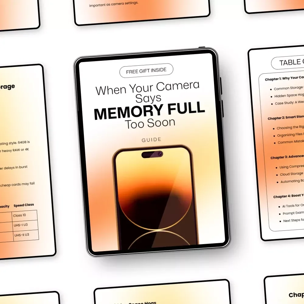 When Your Camera Says “Memory Full” Too Soon – Smart Camera Storage Guide, Photography Workflow eBook, SD Card & Photo Organization Digital Download