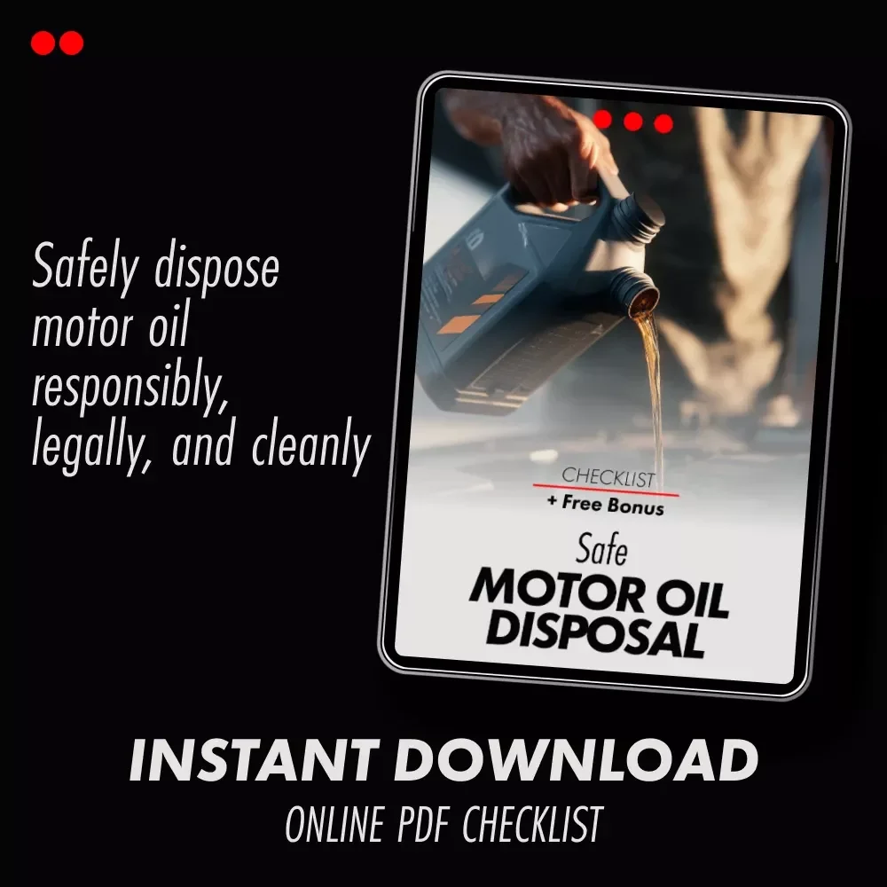 Safe Motor Oil Disposal Checklist | Easy Guide on how to dispose of used motor oil properly | Printable Digital Download