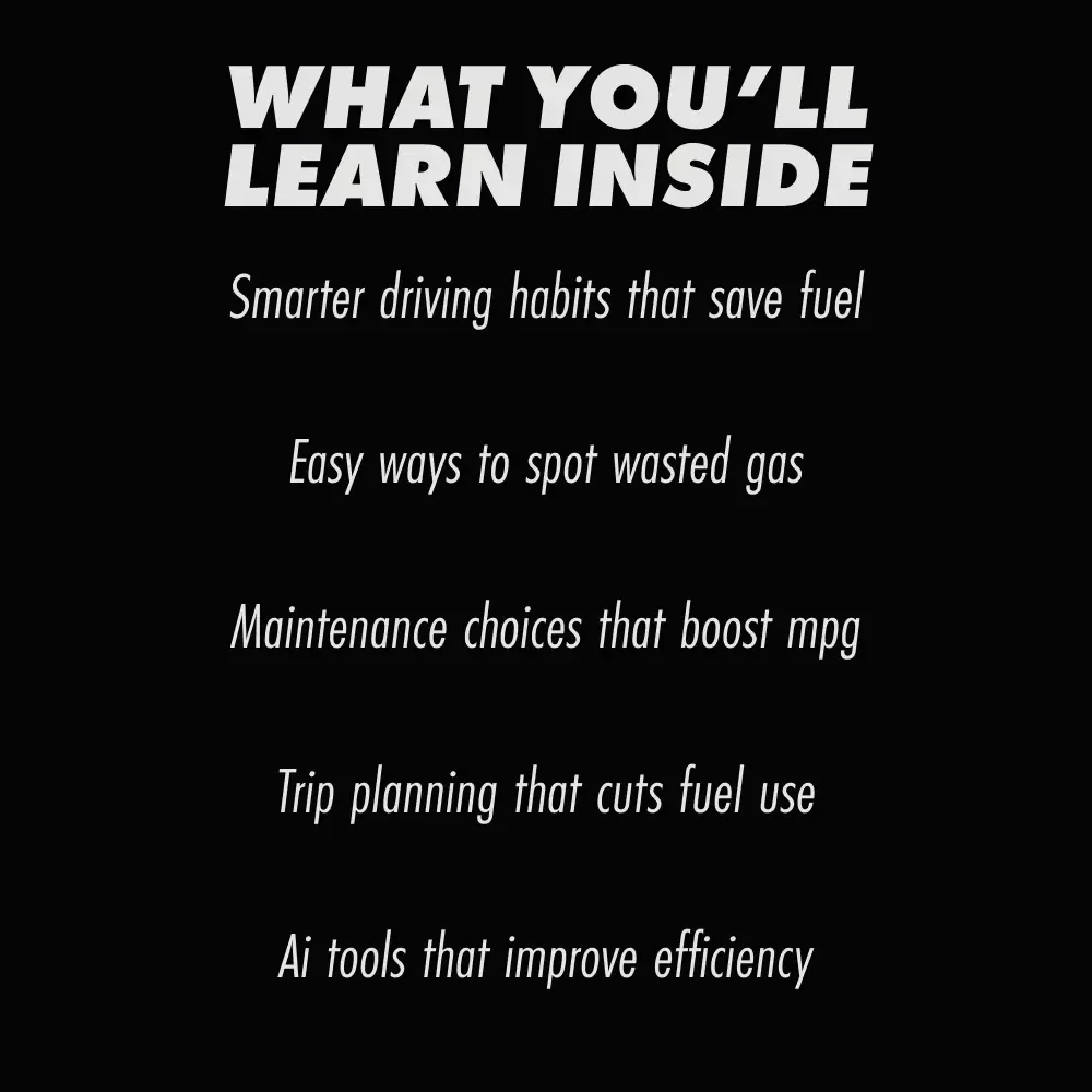 Smart Ways to Improve Gas Mileage | Practical eBook Guide on how to improve your car's gas mileage, Save Fuel, Drive Smarter, Lower Costs