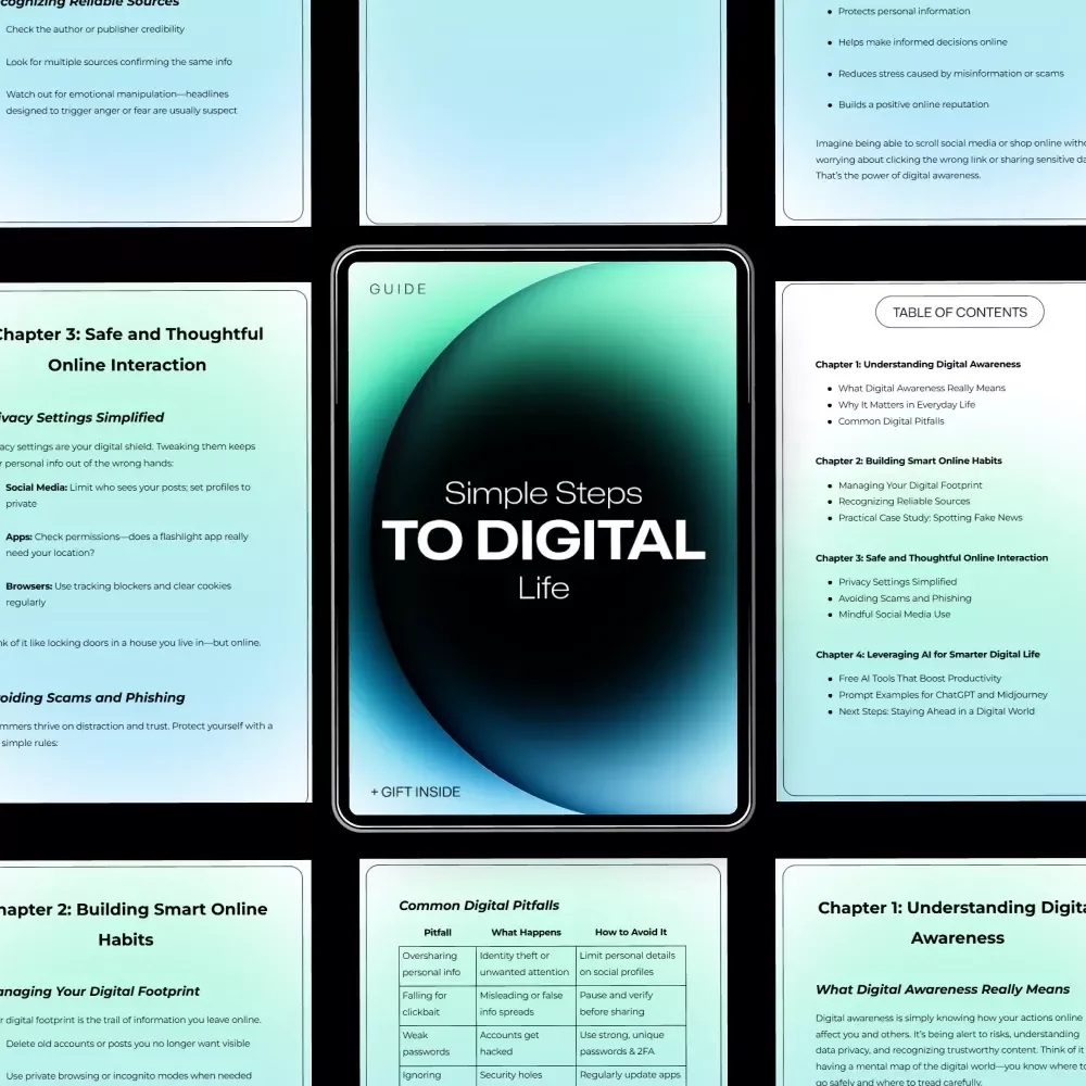 Simple Steps to Digital Life: A Comprehensive Guide to Digital Awareness, Smart Online Habits, and Leveraging AI Tools for Productivity