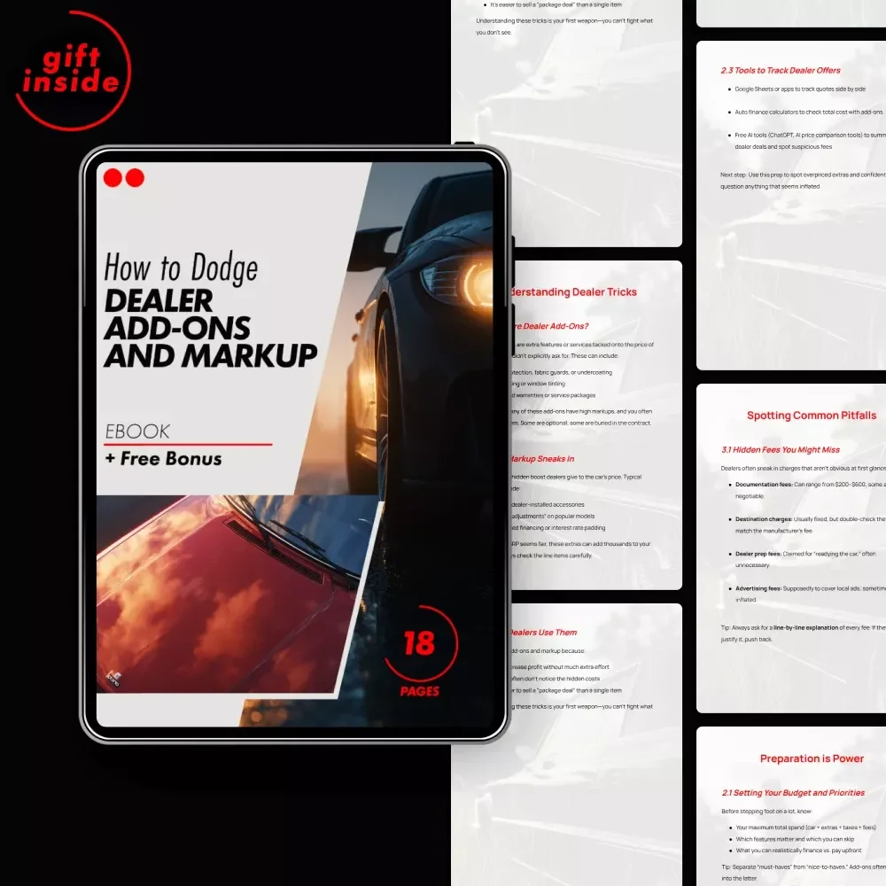 How to Dodge Dealer Add-Ons and Markup | Smart Car Buyer eBook Guide on how to avoid dealer add ons and markup