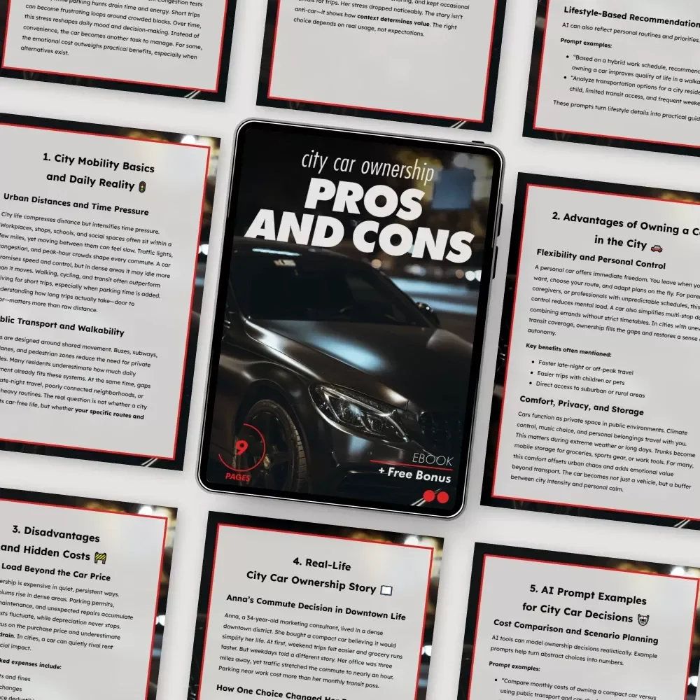 City Car Ownership Pros and Cons – Practical Urban Driving eBook | Pros and Cons of Owning a Car in the City Guide for Smart City Living