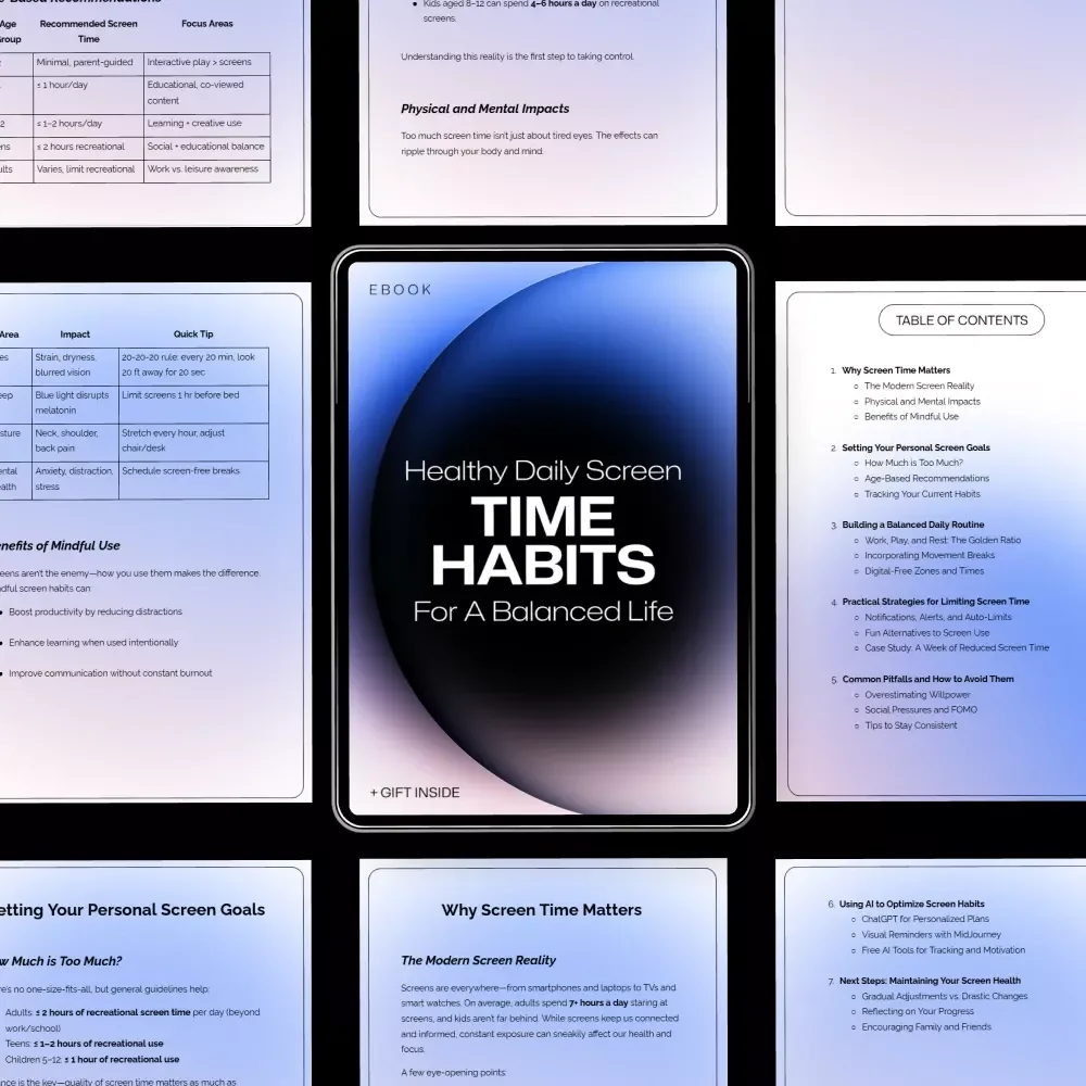 Healthy Daily Screen Time Habits for a Balanced Life – Digital Guide to Mindful Screen Use, Screen Time Balance, Productivity & Wellness eBook Download
