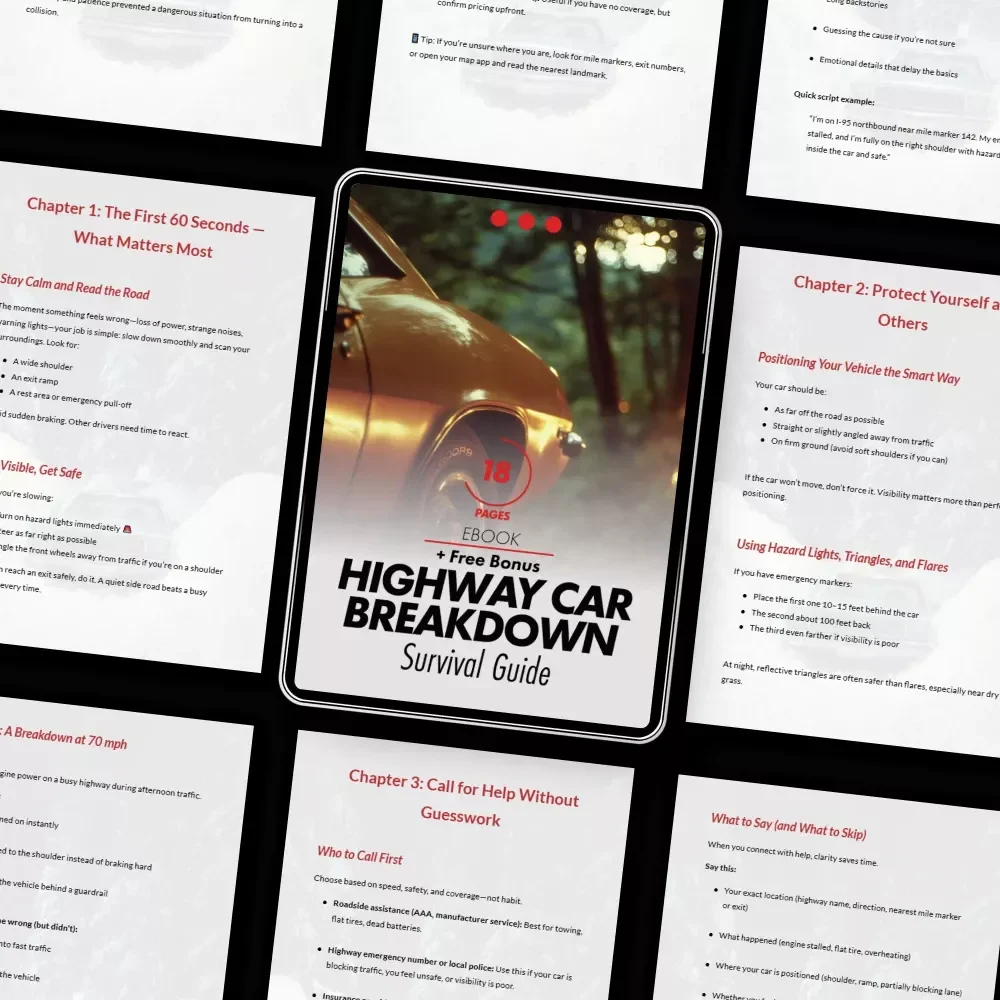 Highway Car Breakdown Survival Guide | Ebook Emergency Roadside Checklist | What to Do If Your Car Breaks Down on the Highway