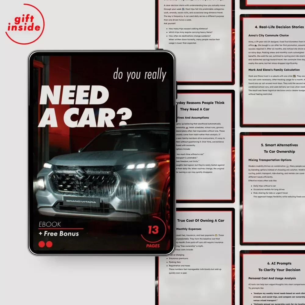 Do You Really Need a Car? | A Practical Ebook on how to know if you really need a car, Real Costs, Lifestyle Fit & Smart Transportation Alternatives