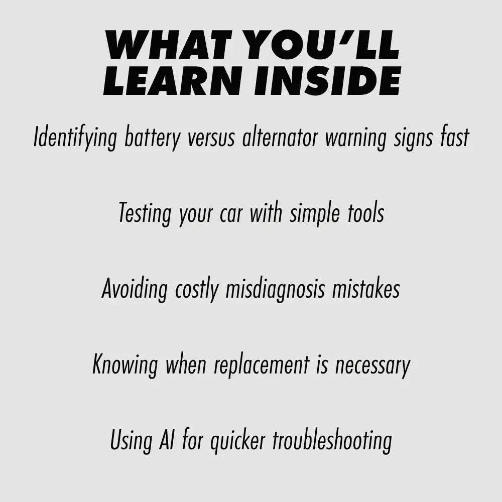 Spotting a Bad Alternator vs. a Bad Battery – Practical Car Troubleshooting eBook | Signs of a Bad Alternator vs a Bad Battery Explained