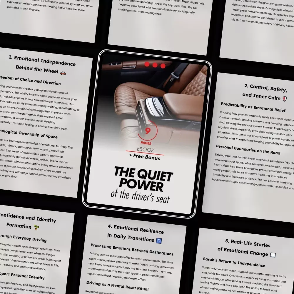 The Quiet Power of the Driver’s Seat – Ebook on Emotional Independence, Confidence, and the Emotional Benefits of Driving Your Own Car