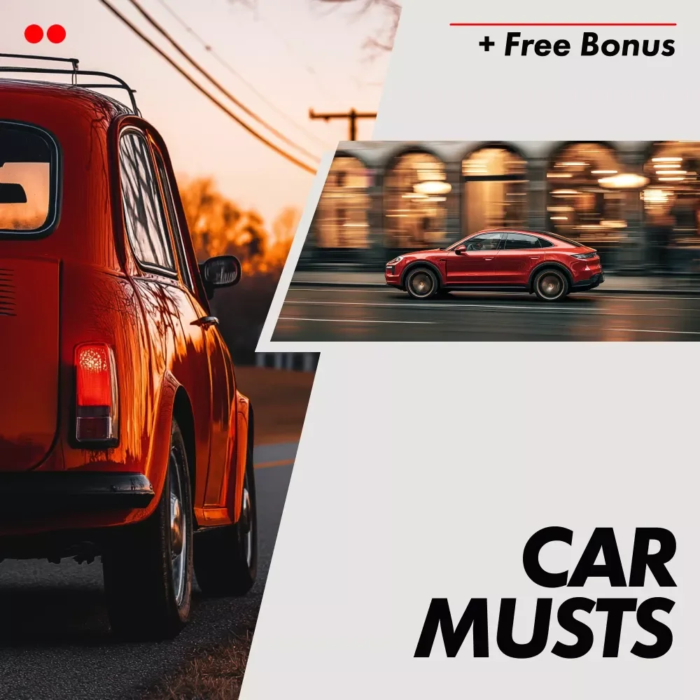Car Musts – Digital Checklist | Top 5 Must Haves in a Car | Smart, Safe & Organized Vehicle Essentials Guide