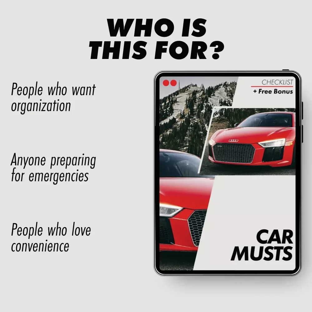 Car Musts – Digital Checklist | Top 5 Must Haves in a Car | Smart, Safe & Organized Vehicle Essentials Guide