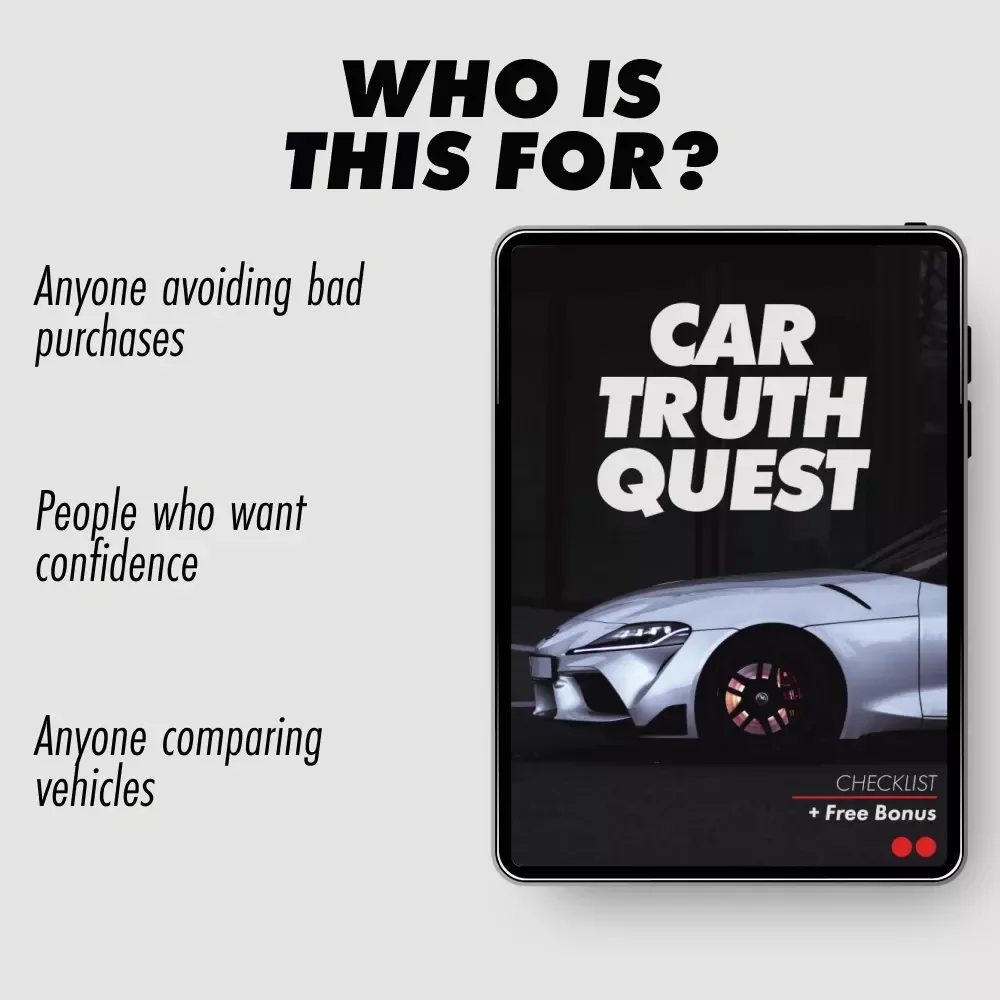 Car Truth Quest – Smart Used Car Buying Checklist | How to Research a Car Model's Reliability Before You Buy | Printable Digital Download