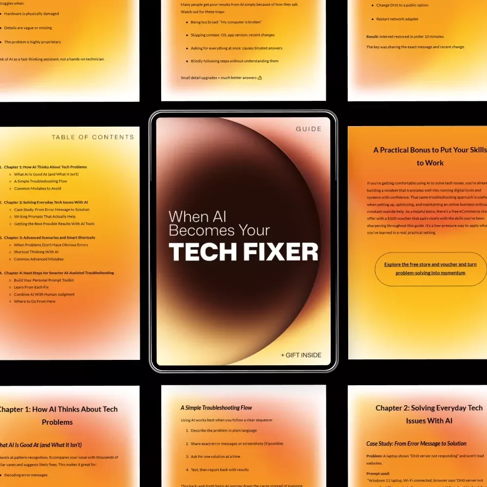 When AI Becomes Your Tech Fixer – Smart Guide to AI Troubleshooting Common Tech Problems | Digital Download