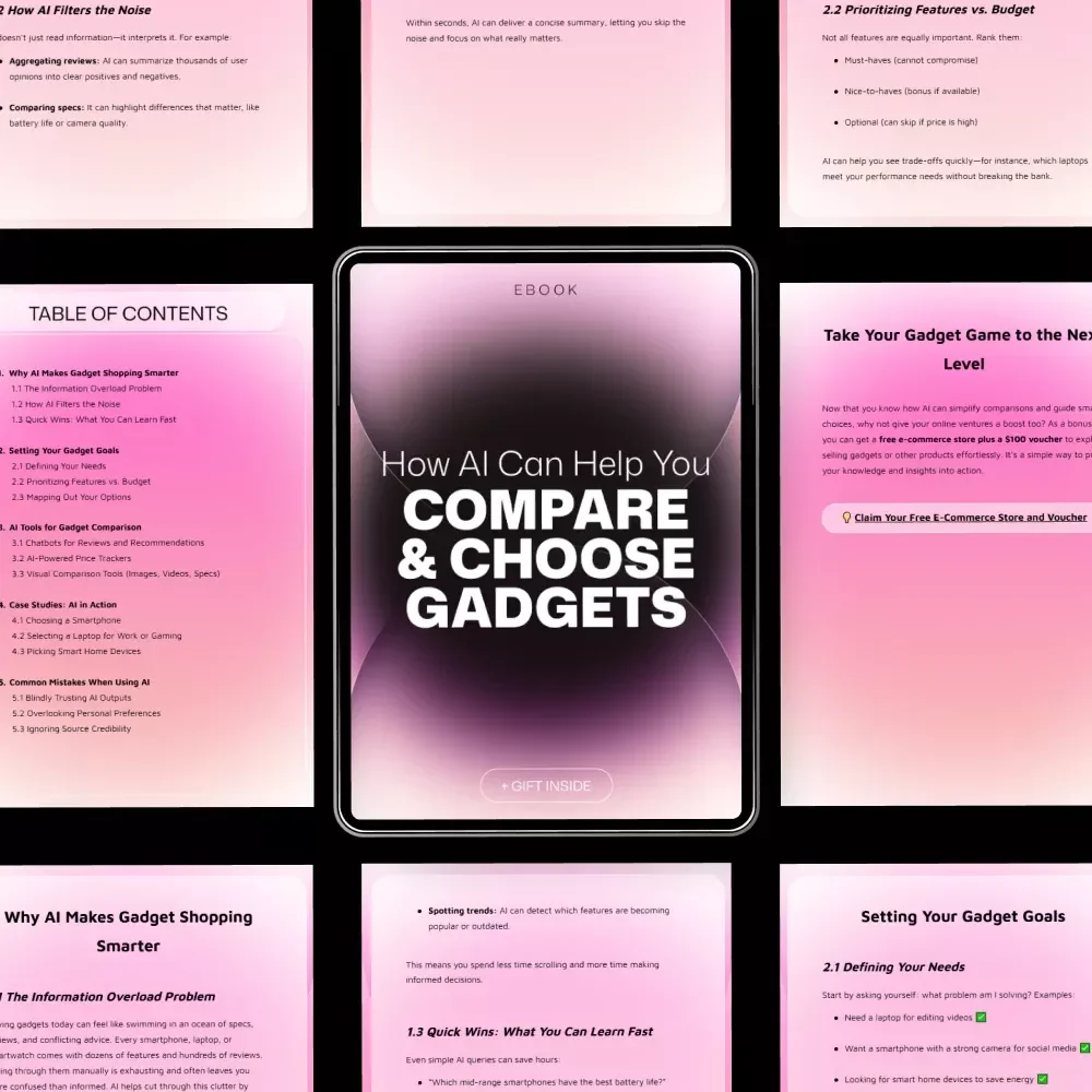How AI Can Help You Compare and Choose Gadgets – Smart Buying Guide eBook for Easy Tech Decisions, AI Help for Comparing Gadgets