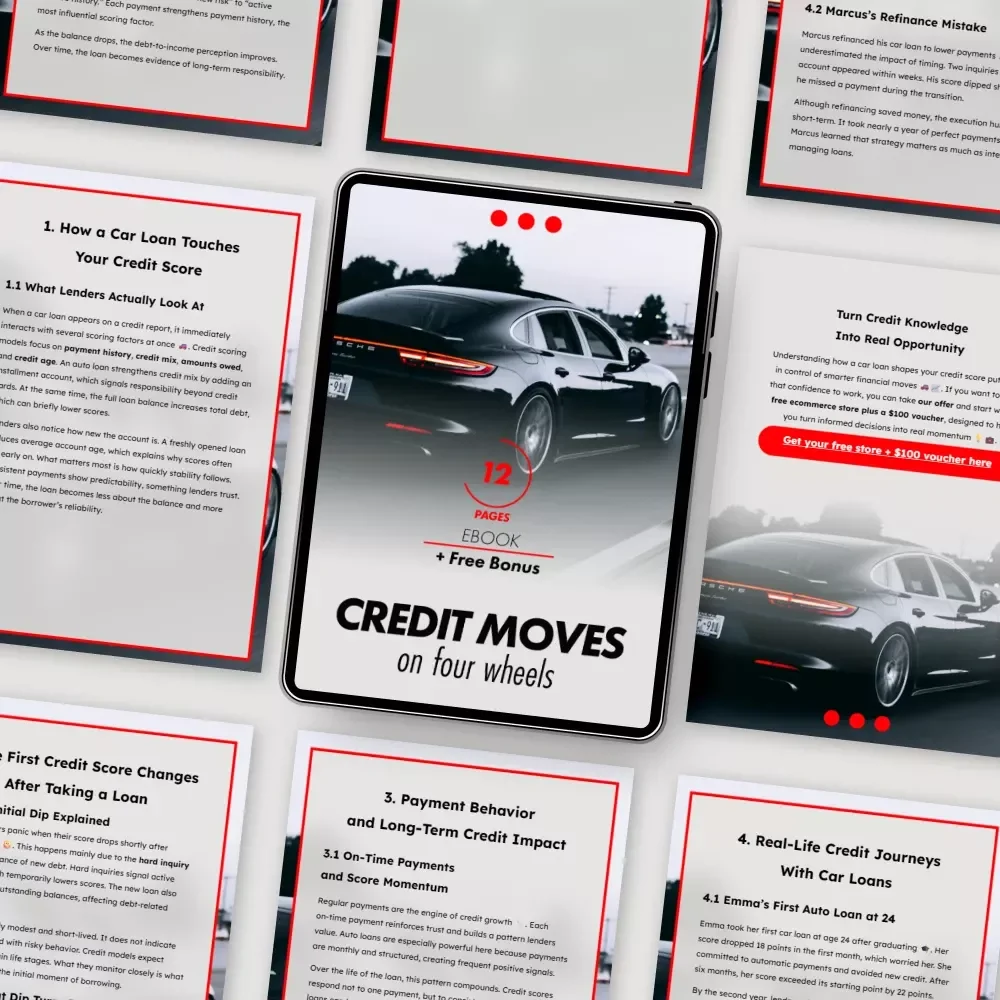 Credit Moves on Four Wheels – Smart Guide to How a Car Loan Affects Your Credit Score | Digital eBook Download for Better Financial Decisions
