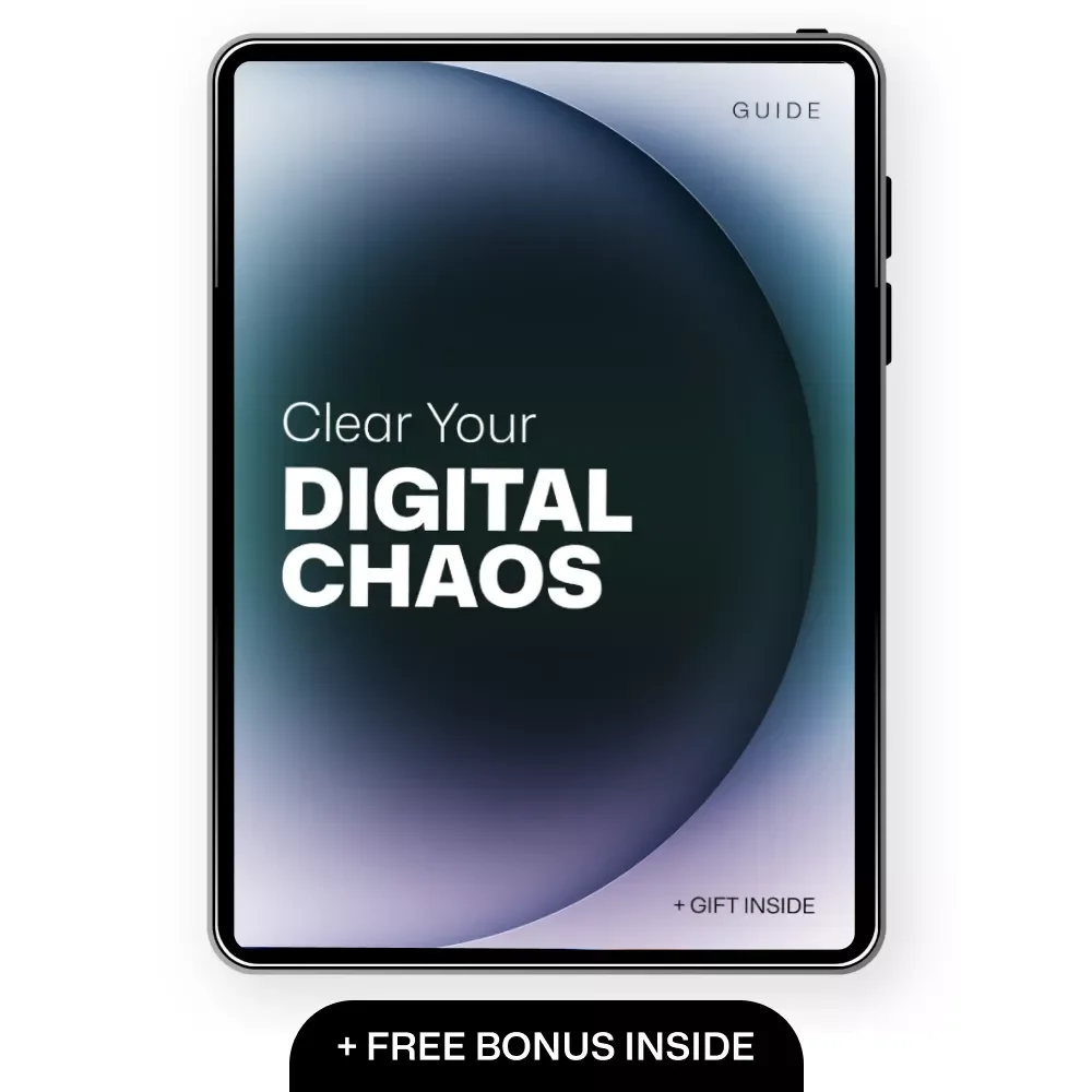 Clear Your Digital Chaos | Digital Declutter Guide, Digital Organization eBook, Productivity Checklist, AI Tools for Digital Clutter, Simple Systems for Files Email & Devices