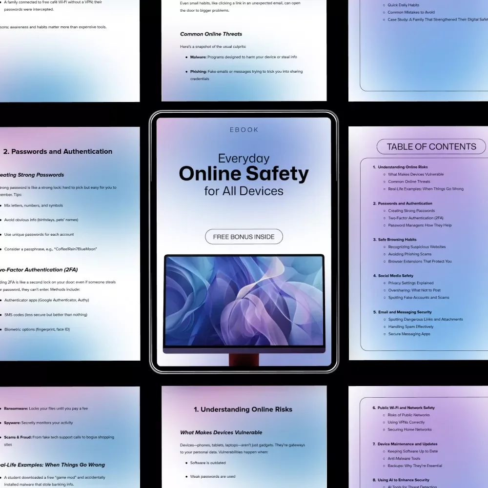 Everyday Online Safety for All Devices – Digital Security Guide, Cyber Safety eBook, Online Privacy Checklist, Family Internet Safety Download