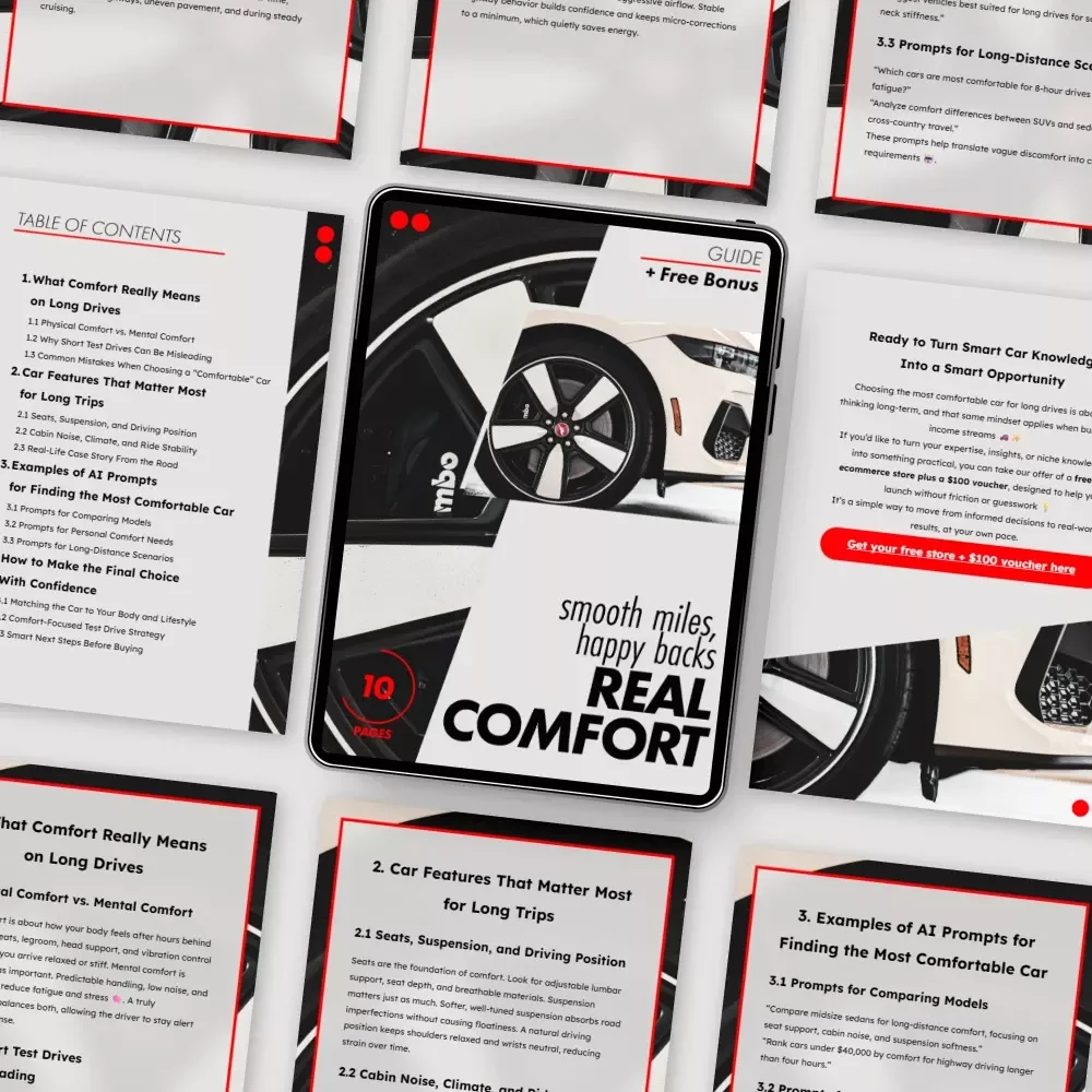 Smooth Miles, Happy Backs, Real Comfort – The Ultimate Guide to Finding the Most Comfortable Car for Long Drives | Digital Download