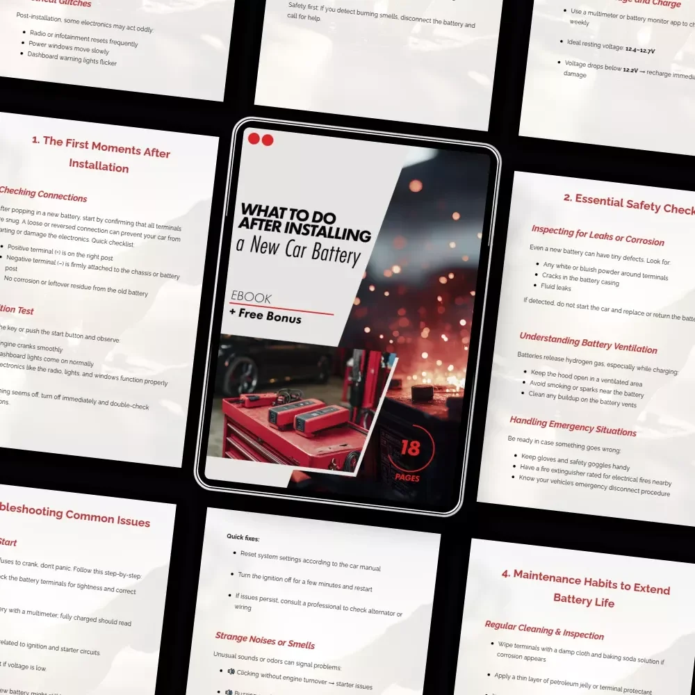 What to Do After Installing a New Car Battery | Complete Step-by-Step eBook Guide for Safe Starts, System Resets & Long-Term Battery Care