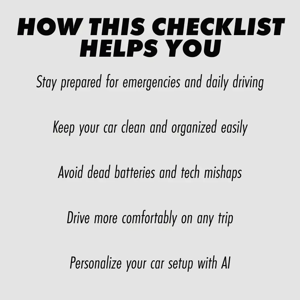 Car Musts – Digital Checklist | Top 5 Must Haves in a Car | Smart, Safe & Organized Vehicle Essentials Guide