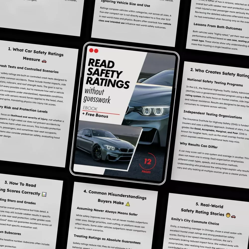 Read Safety Ratings Without Guesswork – Ebook Guide on Car Safety Ratings & How to Understand Them for Smarter Vehicle Choices