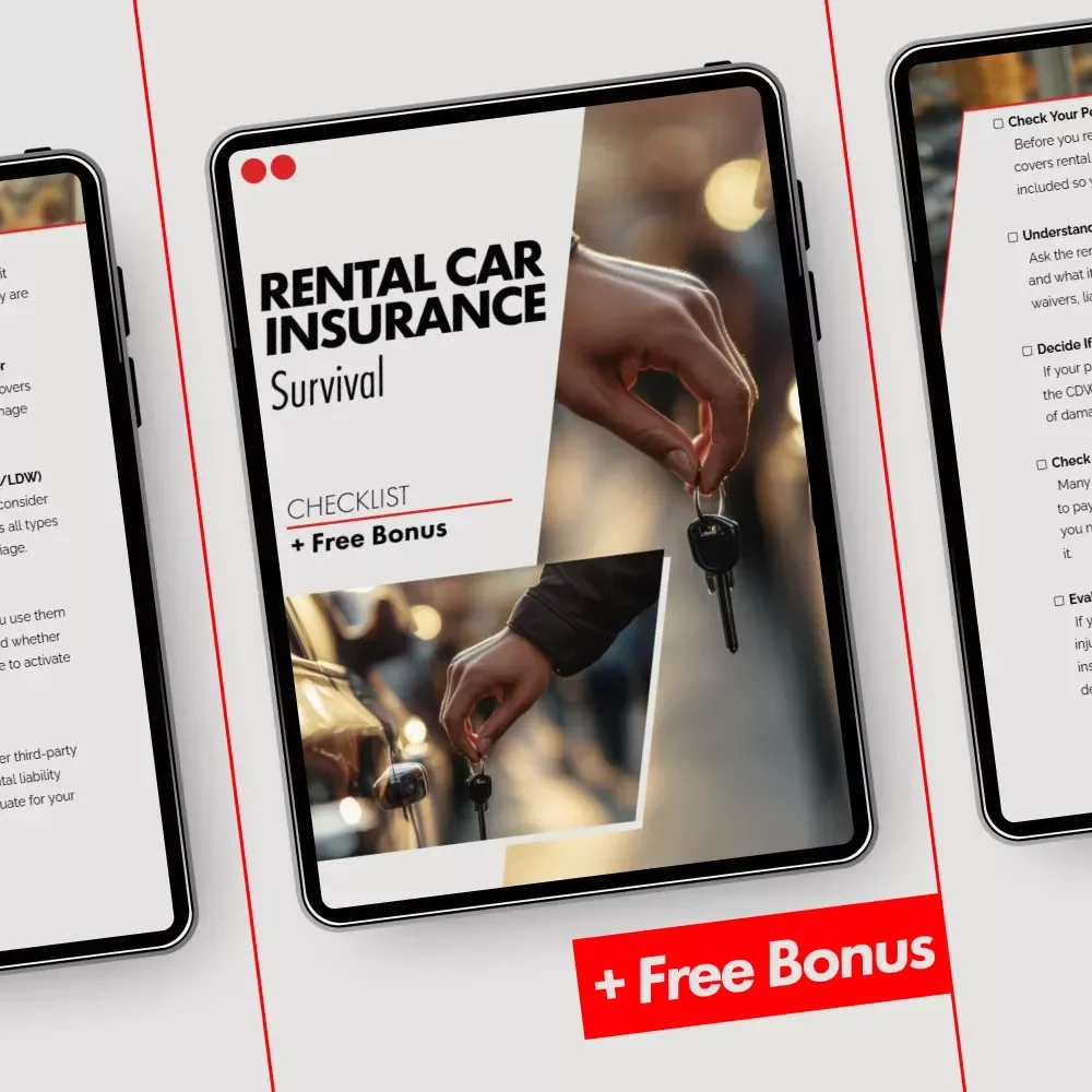 Rental Car Insurance Survival Checklist | Insurance for Rental Cars What You Need | Printable Travel Planning Checklist