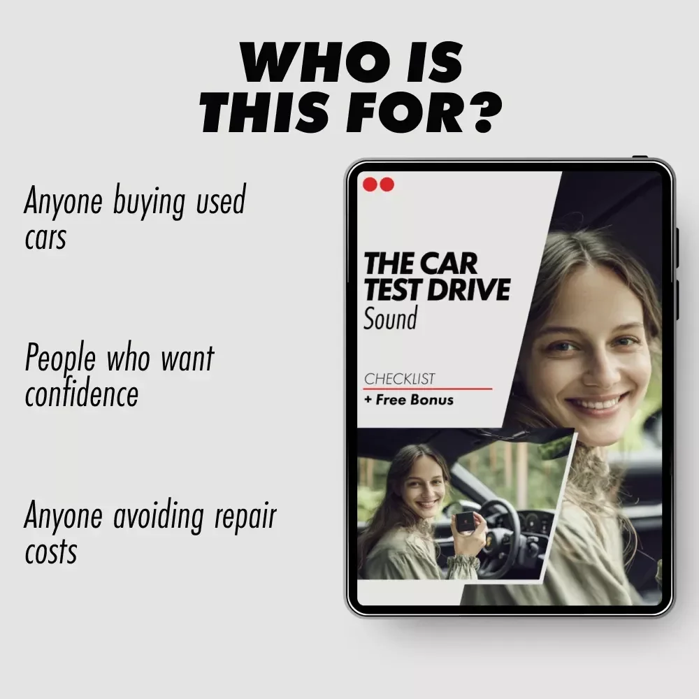 The Car Test Drive Sound Checklist | Smart Buyer’s Audio Guide for What to Listen For During a Car Test Drive | Instant Digital Download