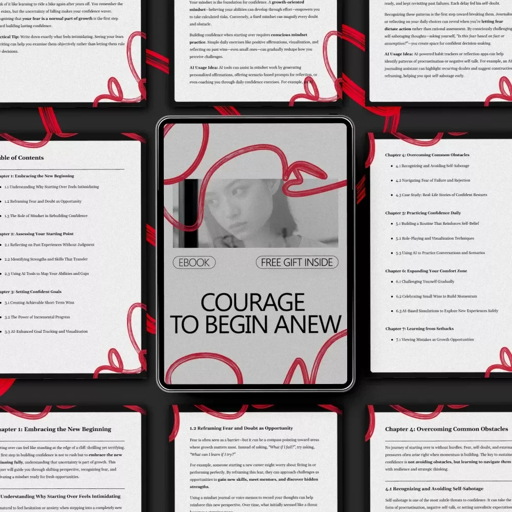 Courage to Begin Anew – Confidence Building eBook Guide on how to build confidence when starting over | Mindset Reset, Personal Growth, Fresh Start Workbook