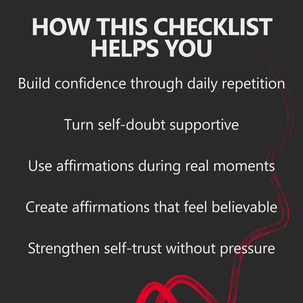 Positive Affirmations for Confidence | Printable Confidence Checklist for Daily Self-Trust, Calm Self-Belief & Mindset Growth