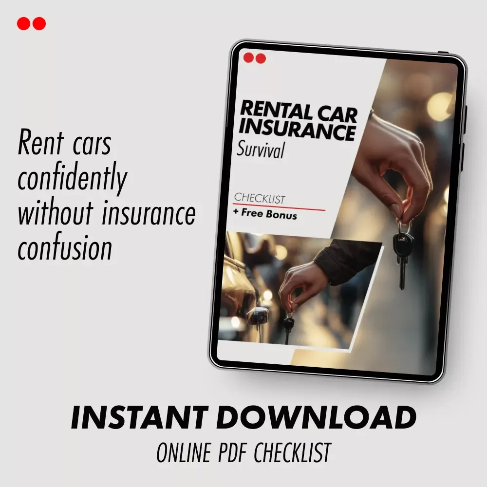 Rental Car Insurance Survival Checklist | Insurance for Rental Cars What You Need | Printable Travel Planning Checklist