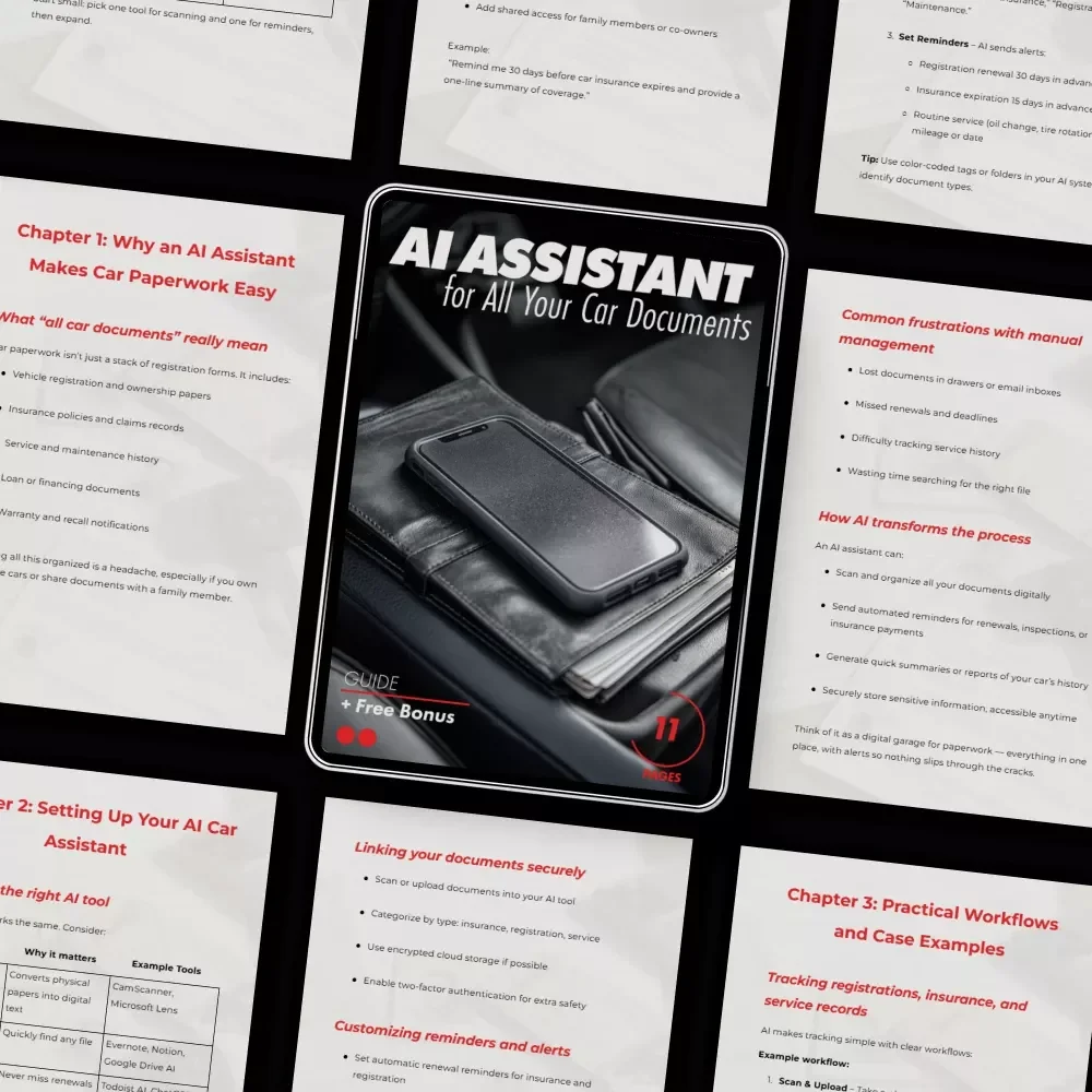 AI Assistant for All Your Car Documents – Smart Guide to an ai virtual assistant for managing all car documents, Digital Download for Easy Vehicle Paperwork & Records