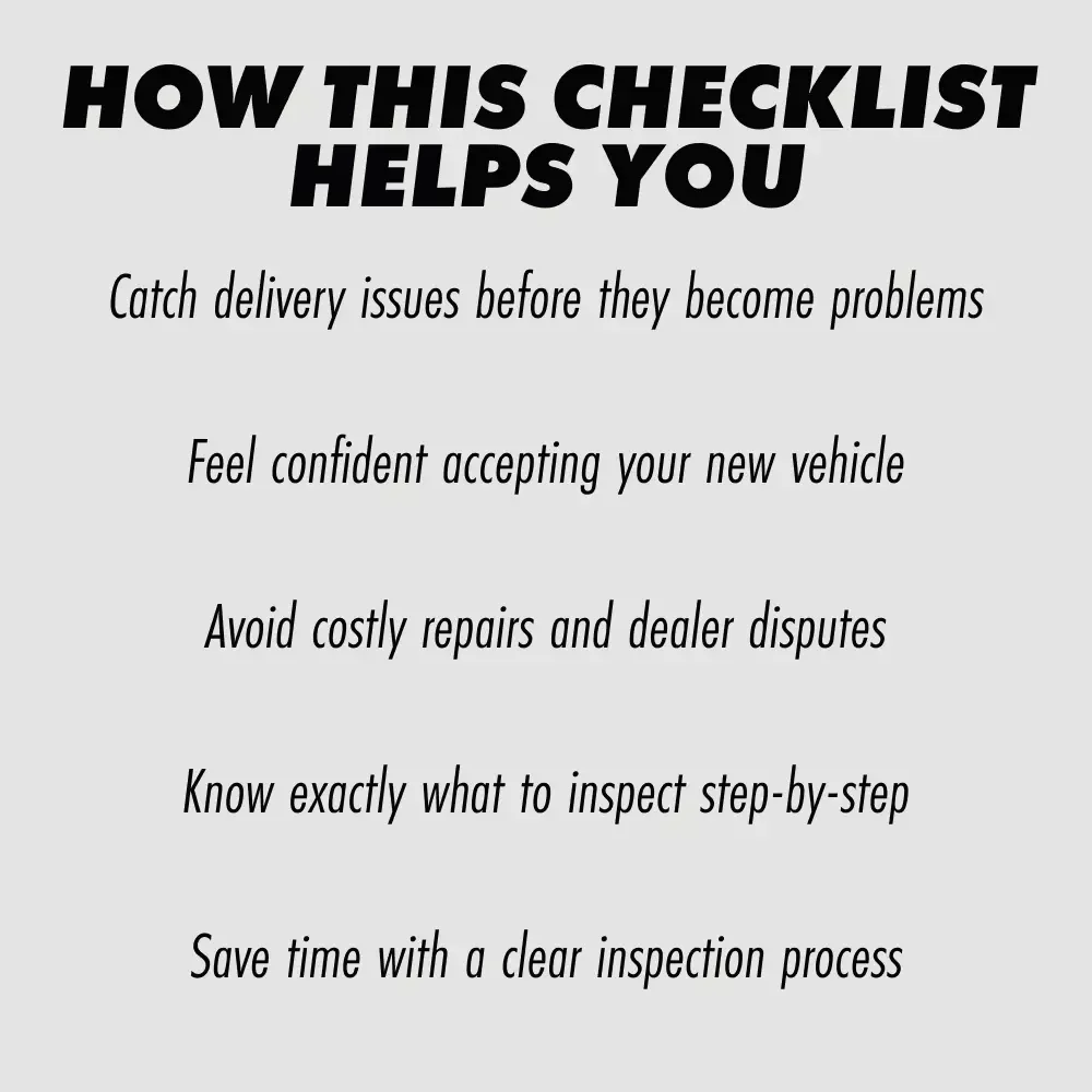 The Ultimate Pre-Drive Inspection Checklist – New Car Delivery Checklist What to Inspect | Digital Download for Buyers & Owners