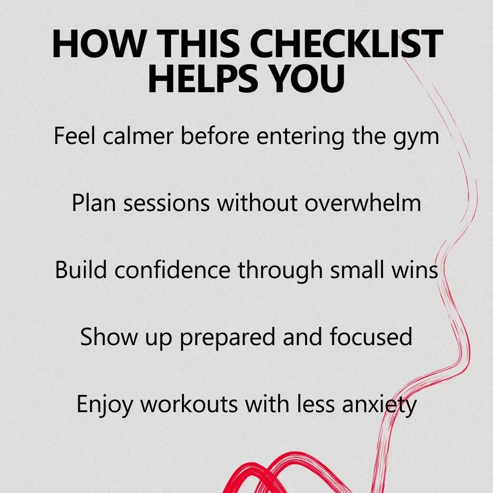 Gym-Confidence Kickstart Checklist | Simple Guide on how to build confidence to go to the gym for Beginners, First-Timers & Gym Anxiety Relief