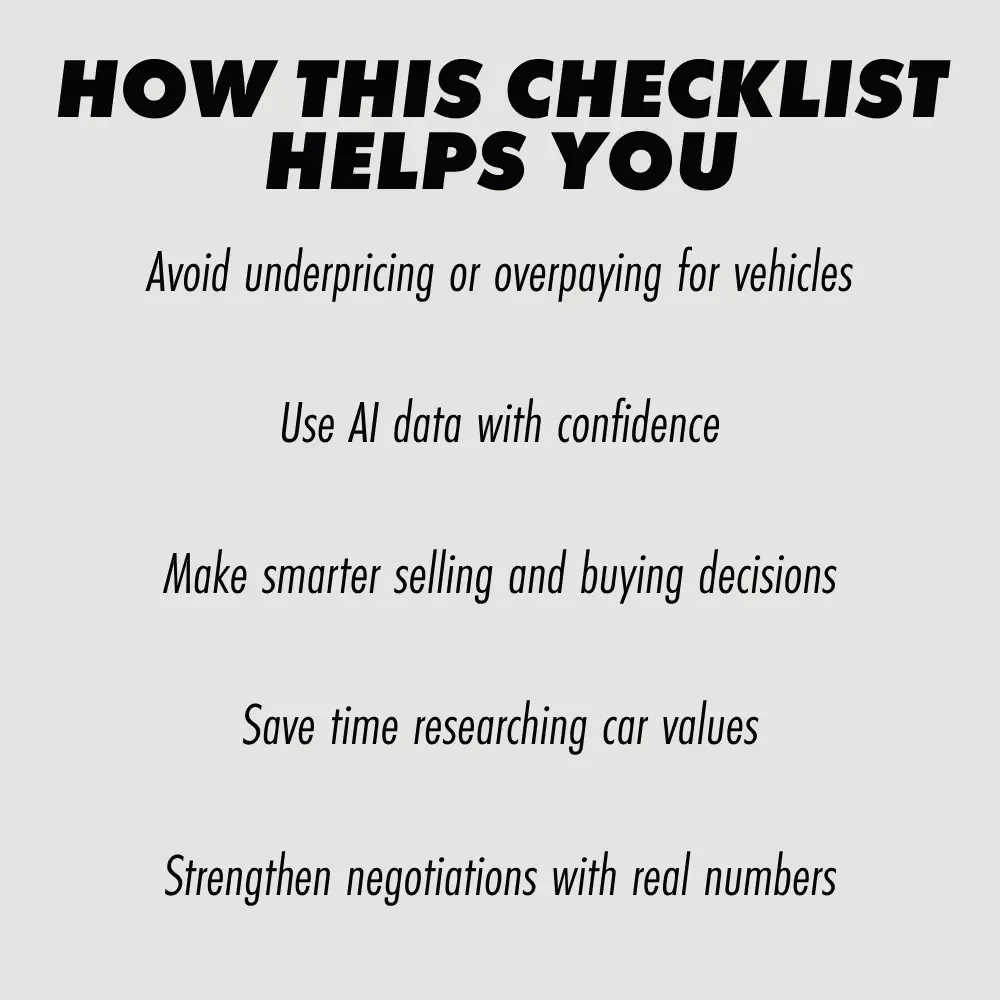 Using an AI Car Price Analyzer Checklist | Smart Car Pricing Guide | ai tool that analyzes car prices for Buyers & Sellers