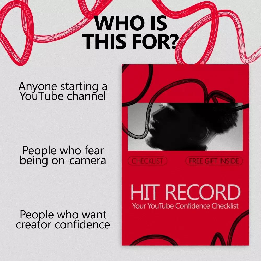 Hit Record: Your YouTube Confidence Checklist | Beginner Creator Digital Download | How to Build Confidence to Start a YouTube Channel