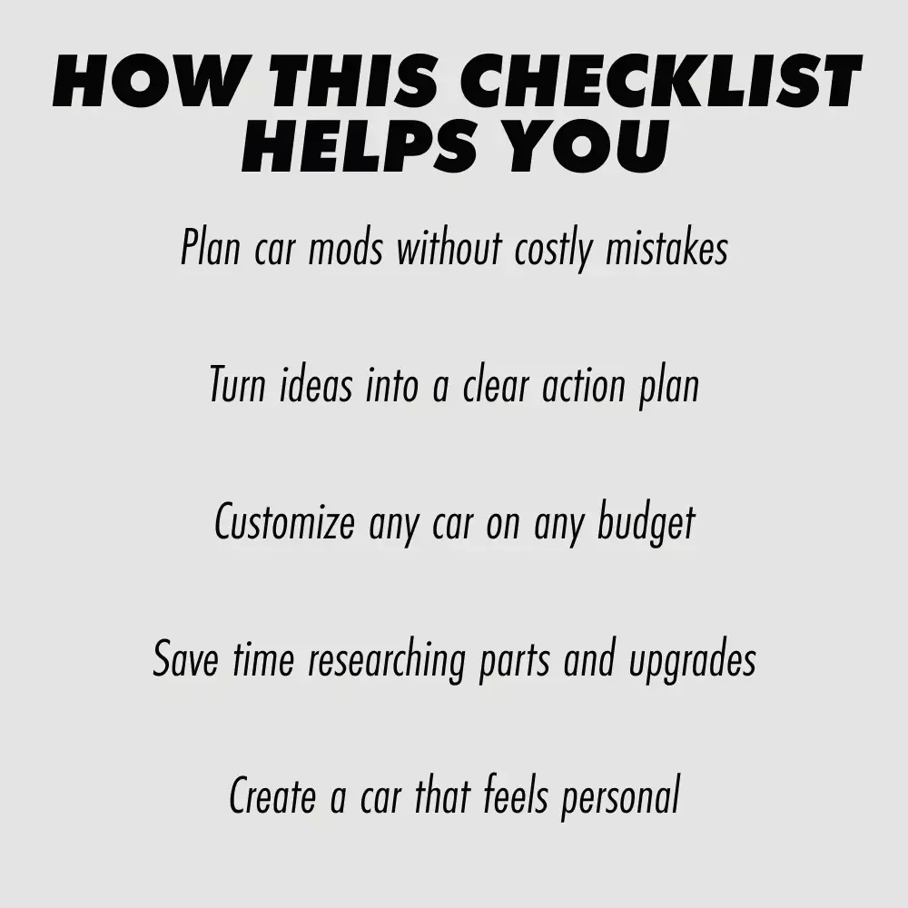 Car Customization Cheatlist – Easy Step-by-Step Checklist for Anyone Asking How Can I Customize My Car | Digital Download Guide