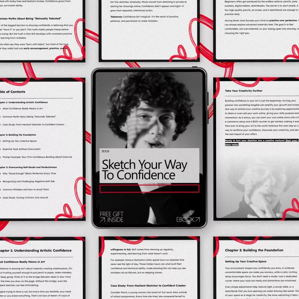Sketch Your Way to Confidence | Ebook Guide on How to Build Confidence to Draw | Beginner-Friendly Drawing Mindset & Creative Practice Workbook