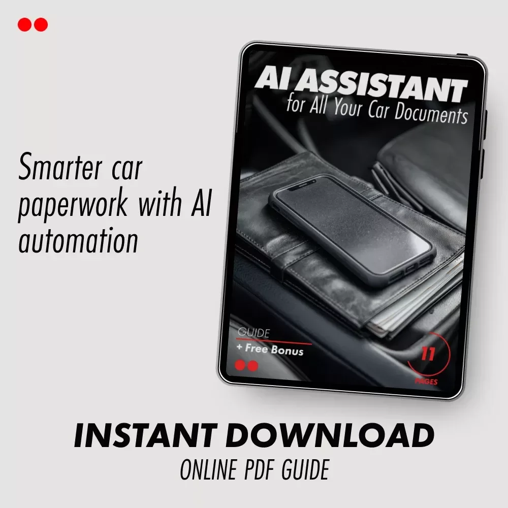 AI Assistant for All Your Car Documents – Smart Guide to an ai virtual assistant for managing all car documents, Digital Download for Easy Vehicle Paperwork & Records