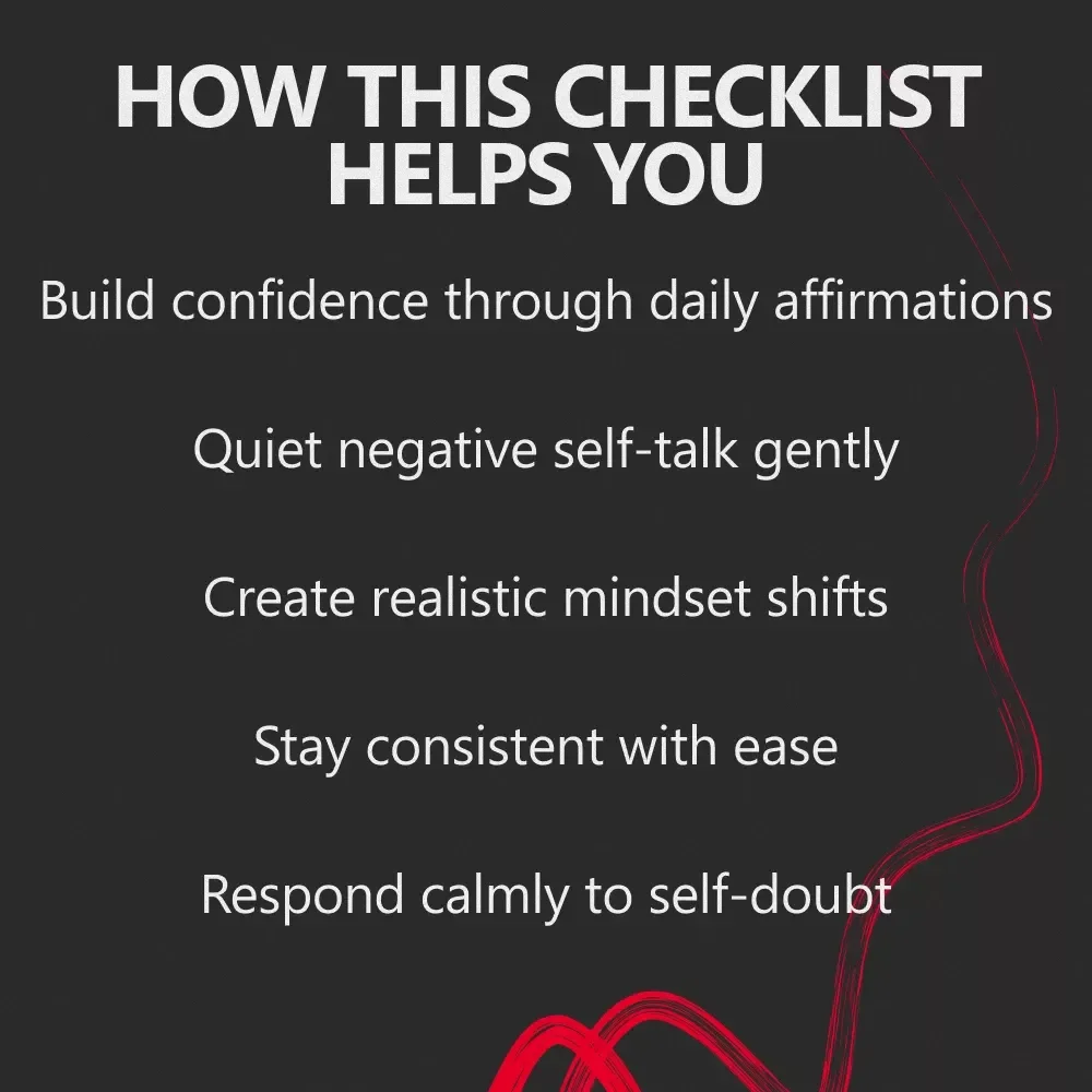 The Self-Love & Confidence Power Checklist | Daily Affirmations for Self-Love and Confidence | Printable Mindset Reset & Personal Growth Tool