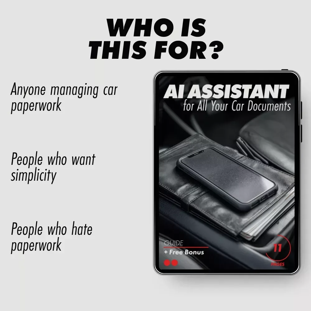 AI Assistant for All Your Car Documents – Smart Guide to an ai virtual assistant for managing all car documents, Digital Download for Easy Vehicle Paperwork & Records