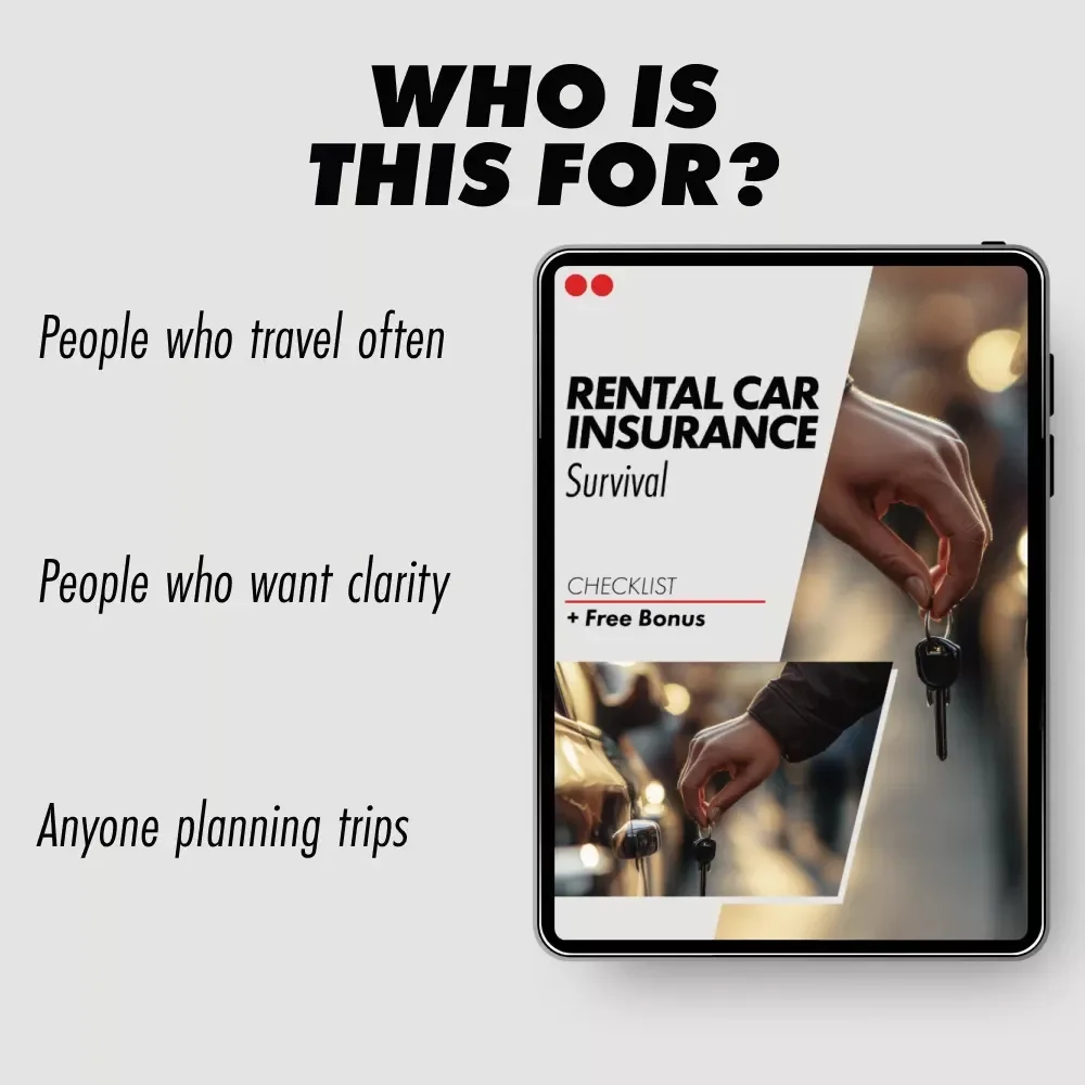 Rental Car Insurance Survival Checklist | Insurance for Rental Cars What You Need | Printable Travel Planning Checklist