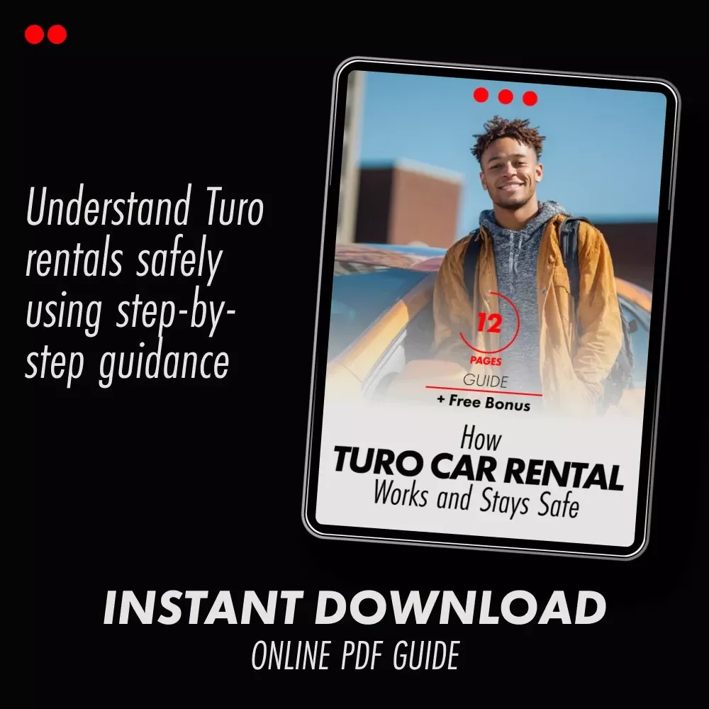 How Turo Car Rental Works and Stays Safe | Step-by-Step Turo Guide, Car Sharing Safety Tips, AI Tools for Smarter Rentals, Digital Download eBook