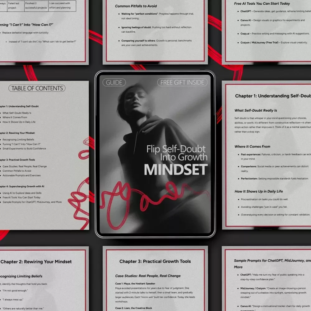 Flip Self-Doubt Into Growth Mindset Guide | How to Turn Self Doubt Into Growth Mindset | Personal Growth Digital Download