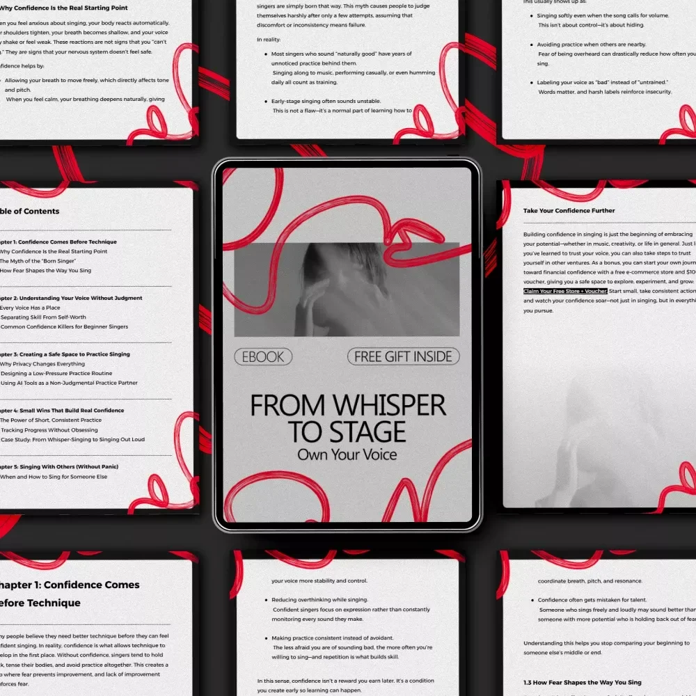 From Whisper to Stage: Own Your Voice – Confidence-First Singing eBook | How to Build Confidence to Sing for Beginners