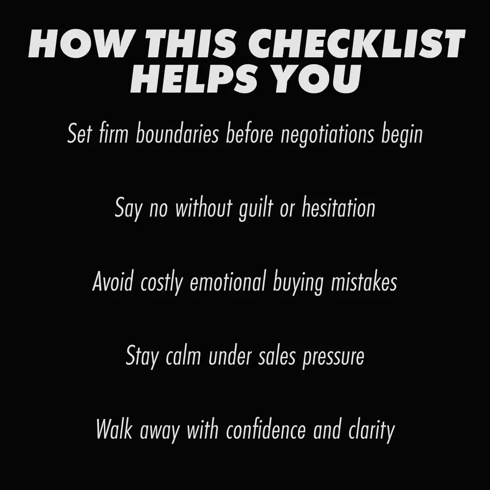 Outsmarting Pushy Car Sales Tactics | Printable Checklist for How to Say No to a Car Salesman Pressure