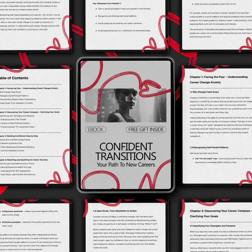 Confident Transitions: Your Path to New Careers | eBook Guide on How to Build Confidence to Change Careers, Career Pivot & Reinvention Roadmap